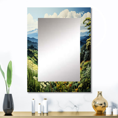 «Countryside Mountain Vista Patchwork I», miroir mural campagne, art mural imprimé