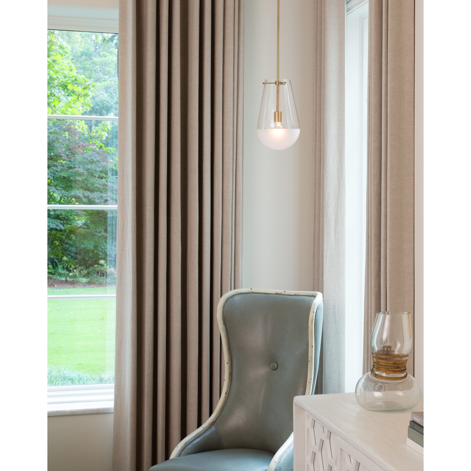 Javi Single Light Glass Dimmable Pendant, Black