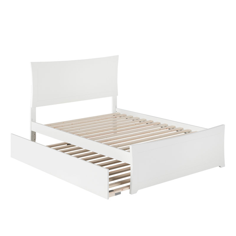 Ralls Solid Wood Platform Bed with Matching Footboard and Trundle, White, Full