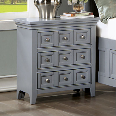 Transitional Style Gray Color Solid Wood 1Pc Nightstand Only Bedroom Furniture Bedside Table Round Knobs 3-Drawers Nightstand_28"" H x 26"" W x 16"" D -  Wenty, WFYUKI100657A