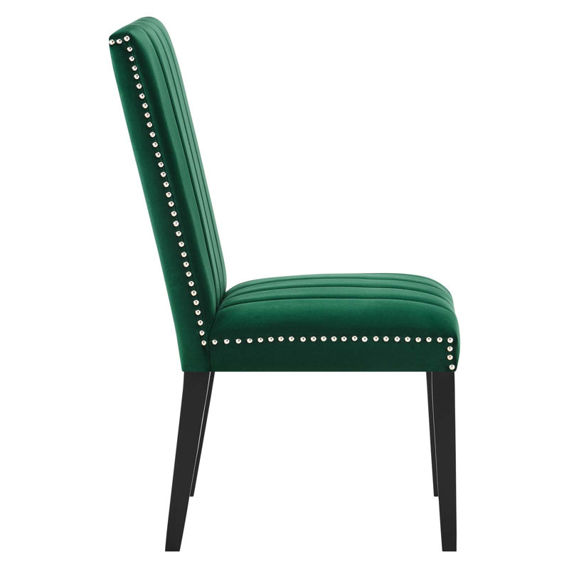 Luxe Deco Green Velvet Upholstered Parsons Side Chair