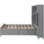 Lit double en bois gris avec armoire et tablette fusionnées - Stable et pratique intégrée pour améliorer le décor de la chambre à coucher-1935221976-1935221977