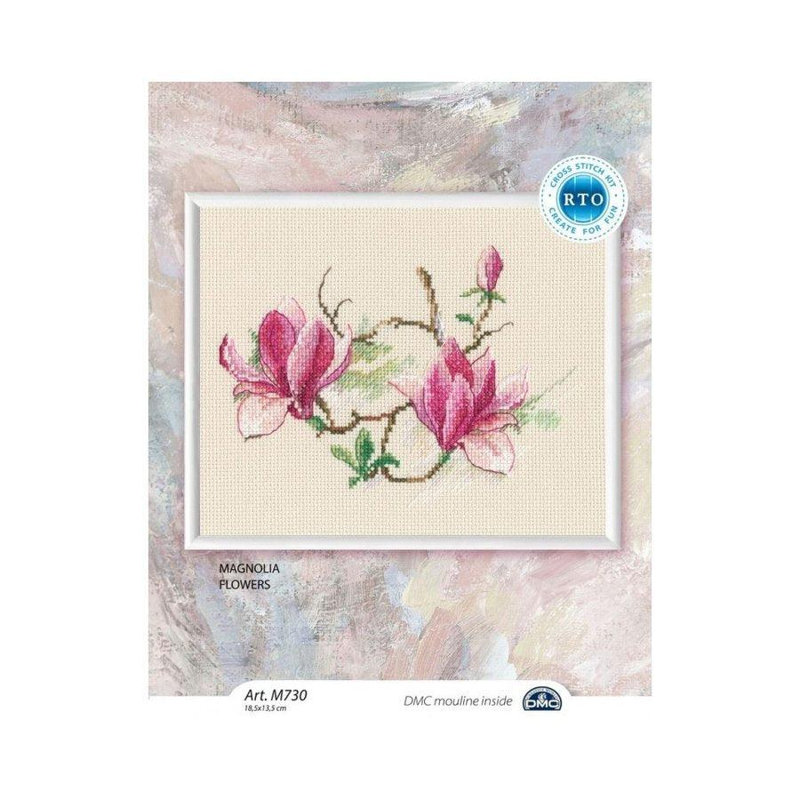 Trousse de point de croix compté Fleurs de magnolia roses par RTO M730