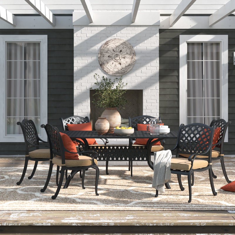 Frazee 7-Piece Patio Dining Set with Cushions and 42 x 72" Rectangular Dining Table