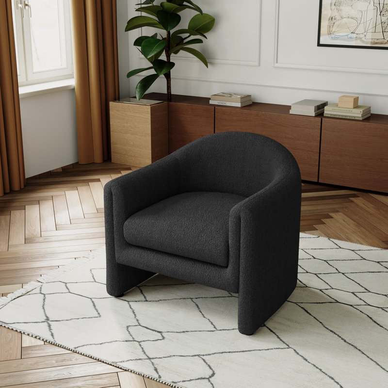 Esly 82Cm Wide Barrel Chair, Dark Grey Teddy
