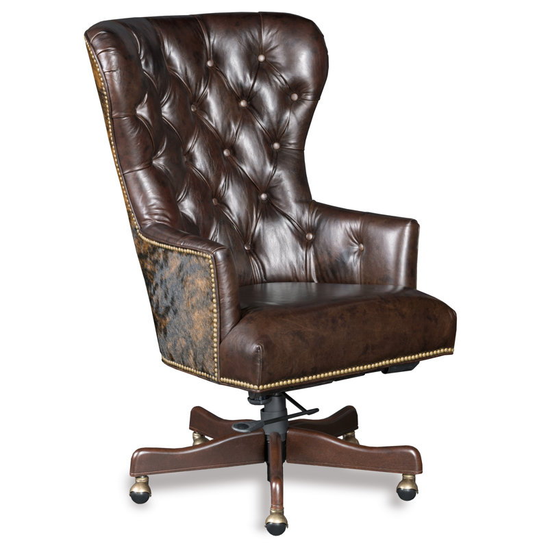 Katherine Genuine Leather Executive Chair, Brown Genuine Leather