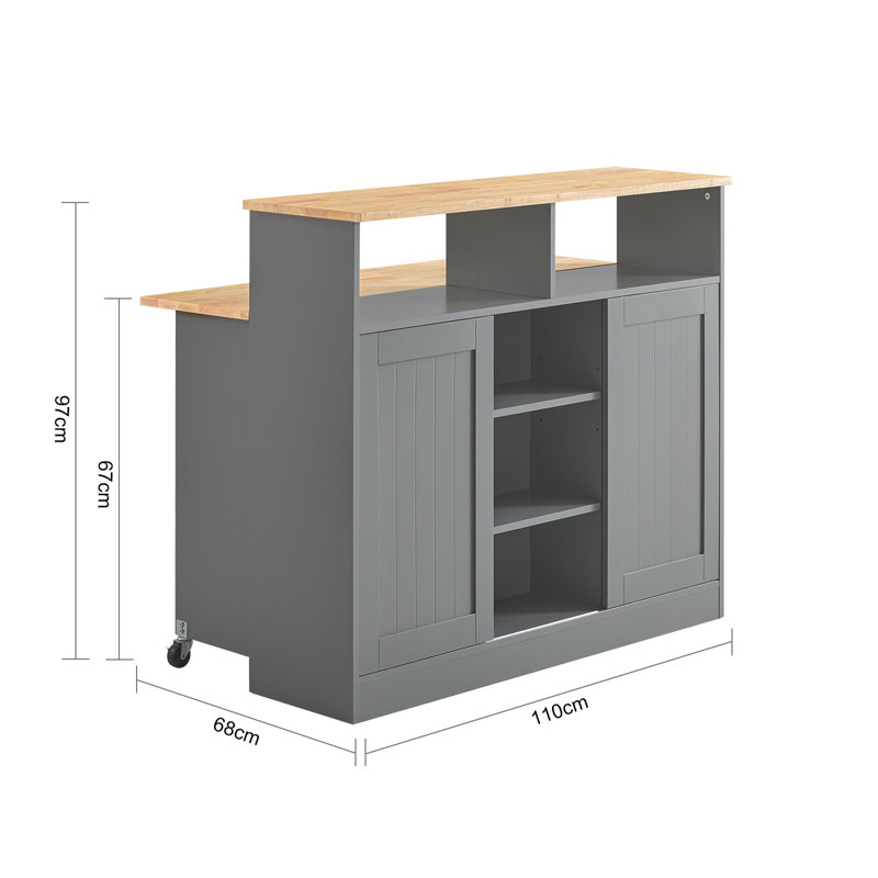 Janley Wood Kitchen Island, Grey