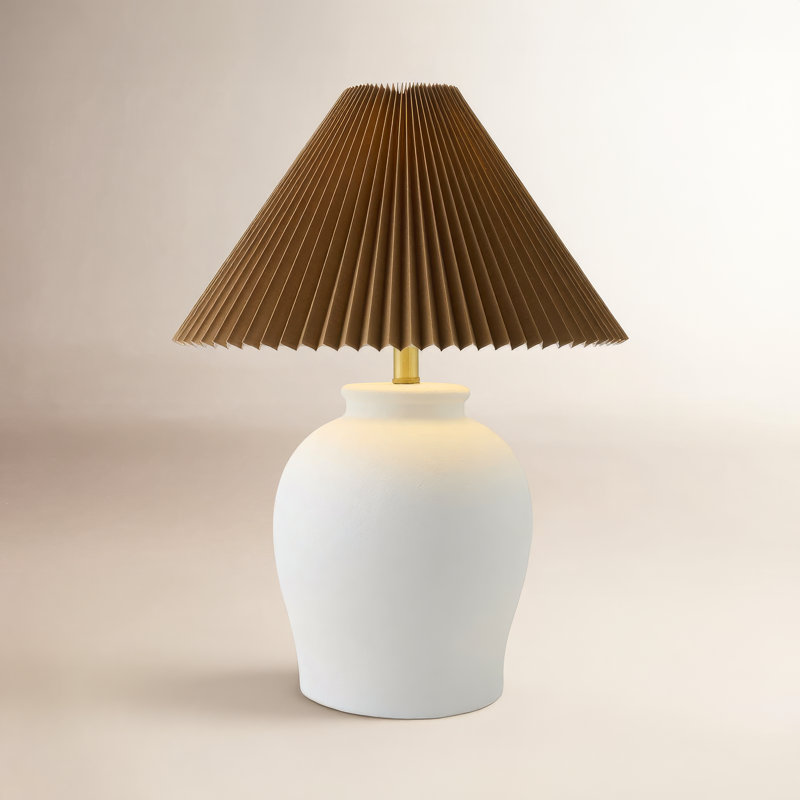 Lampe de table Chemise, Blanc, Lin classique