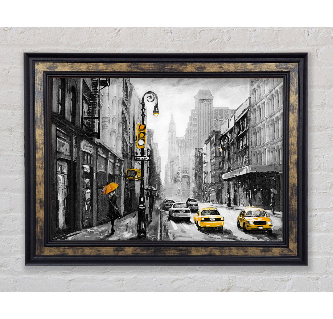 Yellow Cabs In The Streets Of Nyc - Einzelne Bilderrahmen Kunstdrucke