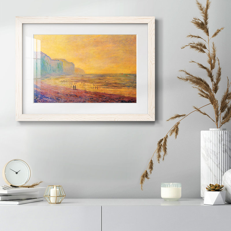 Marée basse à Pourville, temps brumeux, 1882 - reproduction d'un seul cadre, Blanc, H 18 po x l 26 po x P 1,5 po