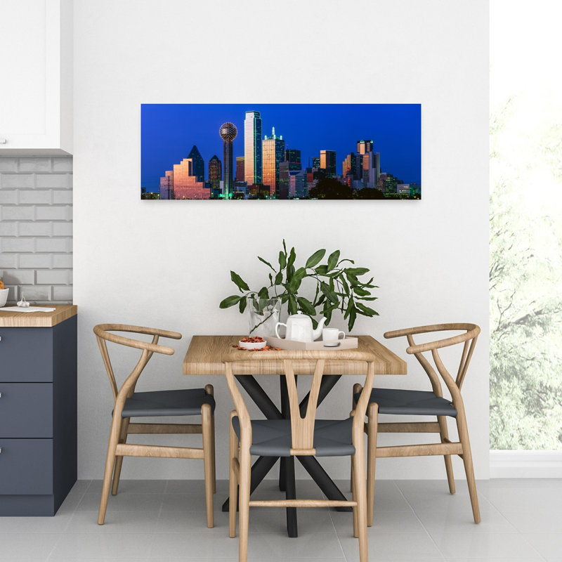 Night Cityscape Dallas Texas USA by J Sohm/VOA LLC - Wrapped Canvas Panoramic Print, 30.48 cm H x 91.44 cm W
