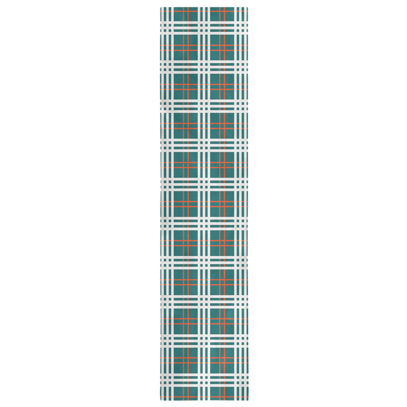 Paid Polyester Table Runner, 90" L x 16" W, Aqua/Orange/White