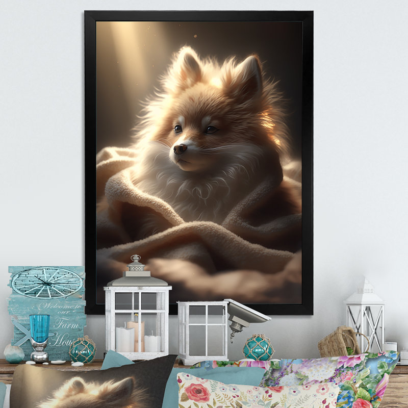 «Moraima Cute Puppy In The Morning Sun III», reproduction sur toile, L 30 po x H 40 po, Impression noire sur toile encadrée
