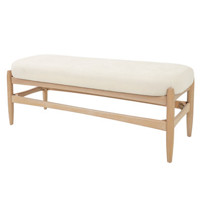Ella Modern Chenille Upholstered Bedroom Bench with Rubberwood Frame
