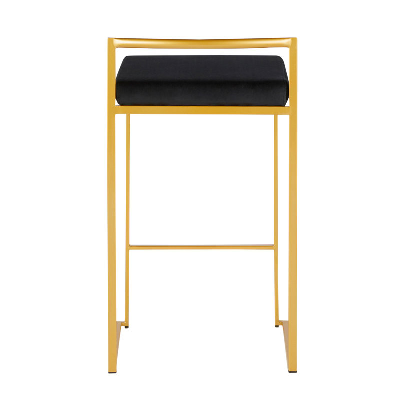 Tabouret de comptoir contemporain, Siège noir / cadre doré