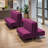 Velvet Upholstered Reception Ottoman Set with Back-581585229