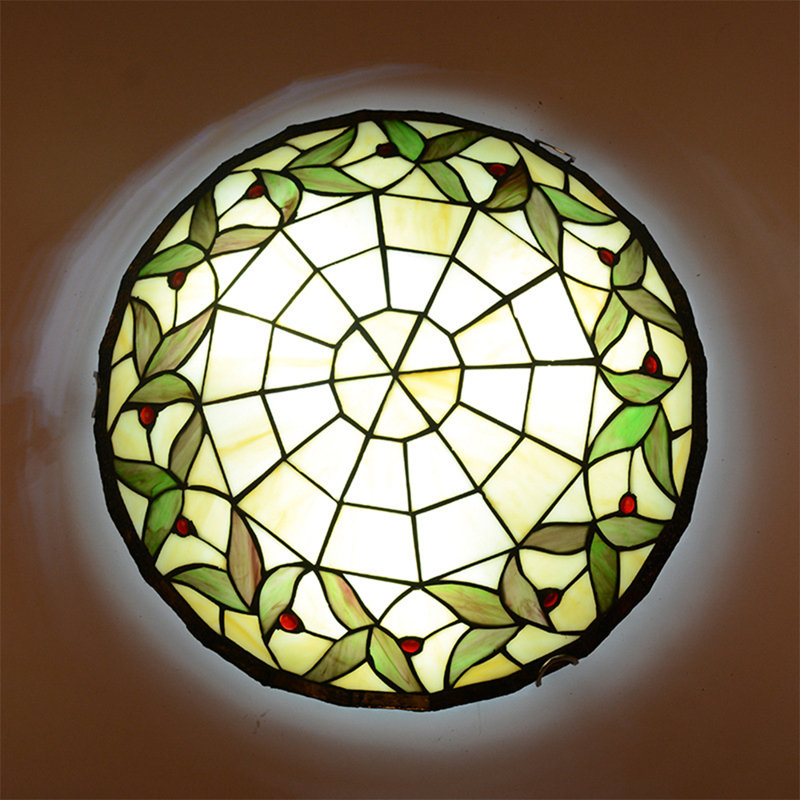 16" Traditional Ceiling Mount Light Stained Glass Flush Ceiling Light