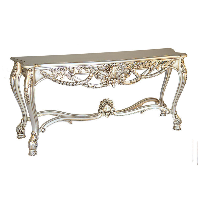Kishore 66.5'' Solid Wood Console Table, Silver, Silver