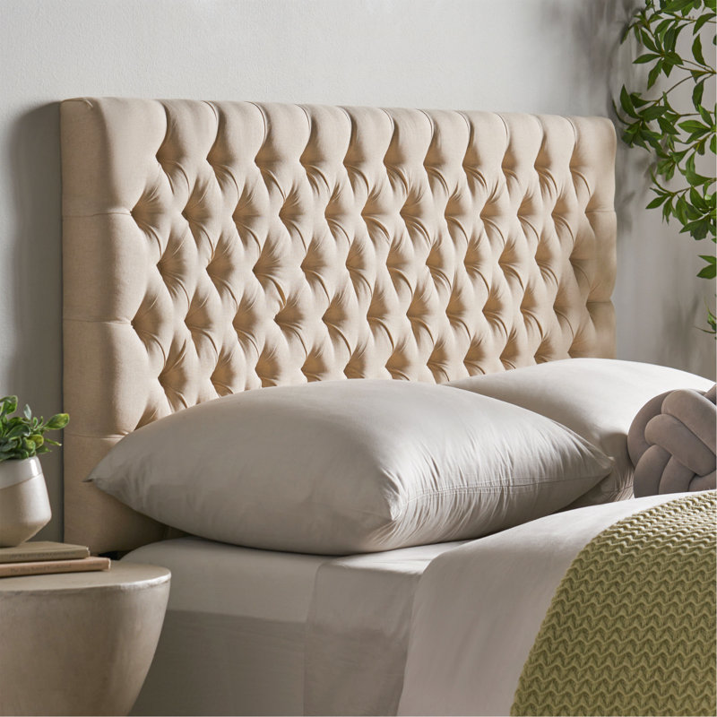 Tufted Upholstered Queen Size Bed Headboard in Modern Button Design, Adjustable Solid Wood Head Board, Solid Wood Head Board with Durable Metal Legs in Bedroom