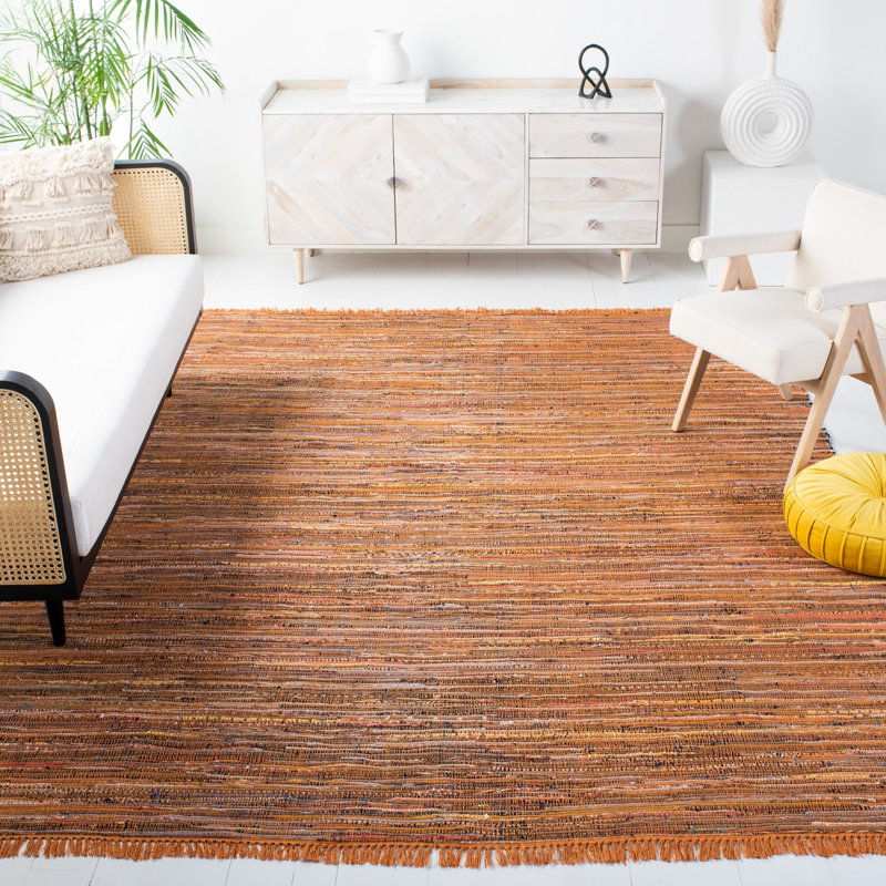 Desimone Rug Hand Woven Cotton Striped Rug, Rectangle 9' x 12'