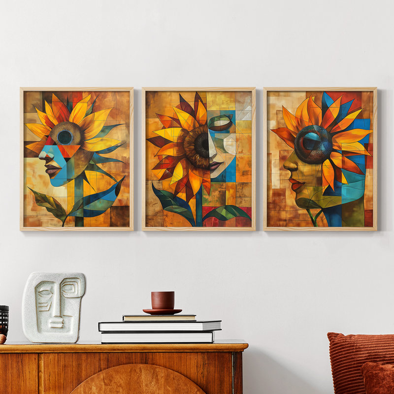 Floral Study  Series  CLXIII  -Set Of 3 Framed Giclee Prints -Ready to Hang, Natural Framed, 20" H x 16" W