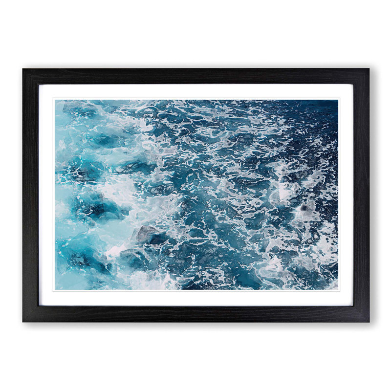 Blue Waters - Picture Frame Graphic Art Print, 48cm H x 65cm W x 2cm D, Black Framed