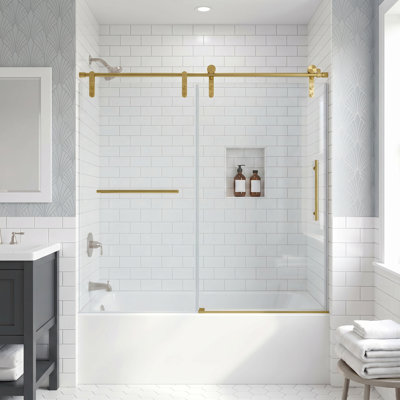 56 à 60 po X P 66 po Porte de douche coulissante simple H sans cadre