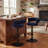 Modern Woven Blue Fabric Tufted Back Swivel Bar Stools With Adjustable Height Black Metal Base And Footrest Stylish Stools For Kitchen Counter Breakfast Bar Or Home Bar, Set Of 2-2020868911-2024881640