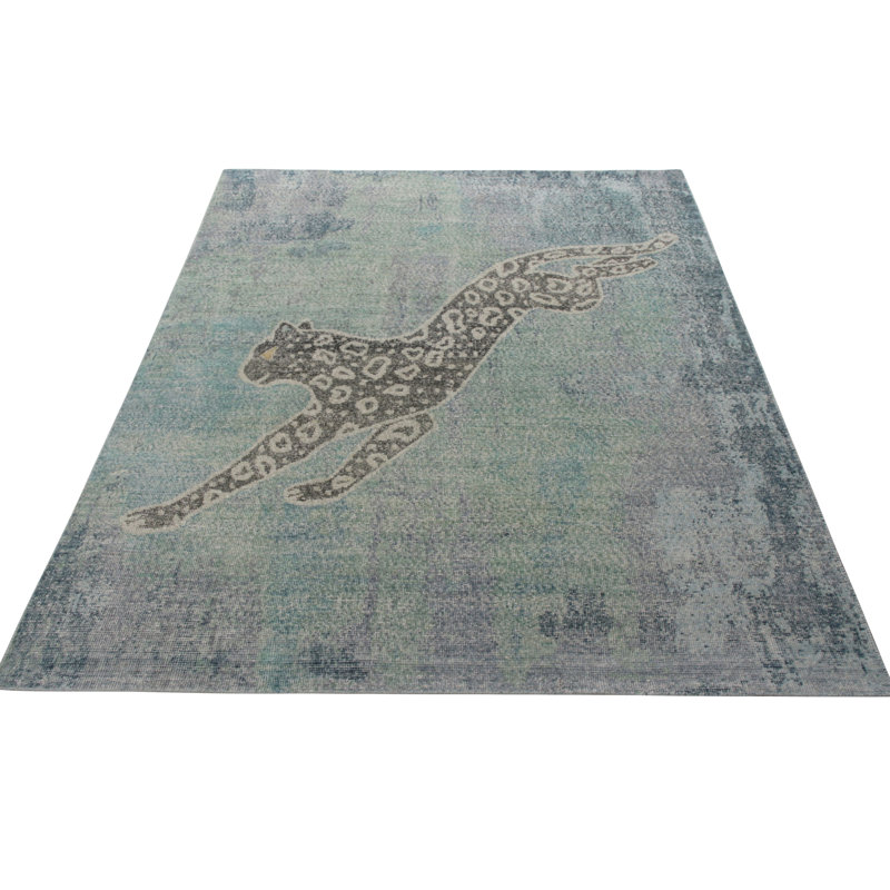 Distressed Homage Handmade Kilim Wool Animal Print Area Rug, Rectangle 14' x 20'