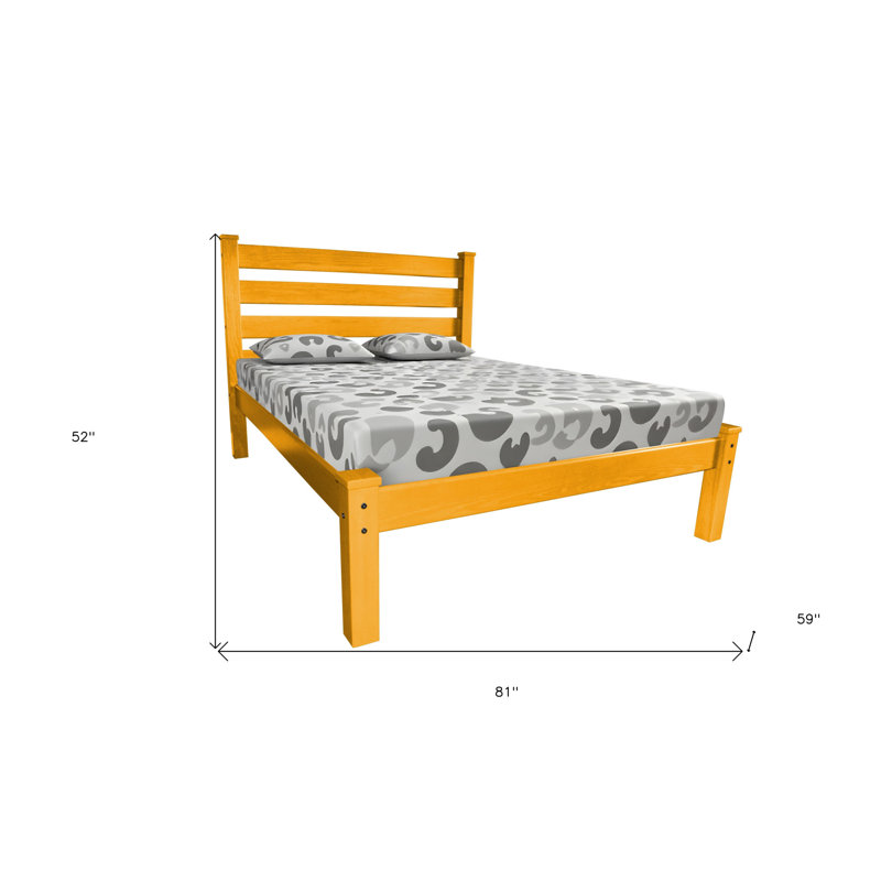 Cadre de lit double en bois massif, Jaune foncé