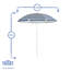 Harbour Housewares - Metal Beach Parasol - 1.74 x 1.93m - Blue Stripe