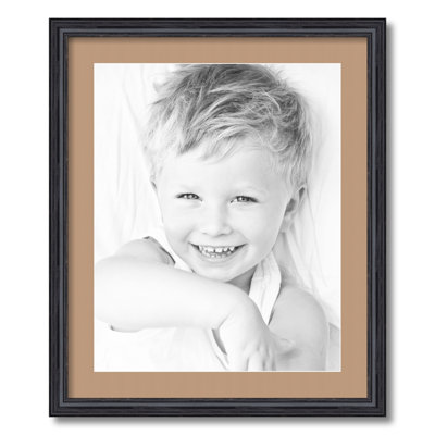 Black Wood Matte Picture Frame with Mat