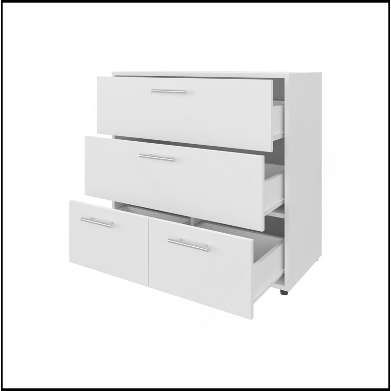 Commode blanche avec 4 tiroirs spacieux