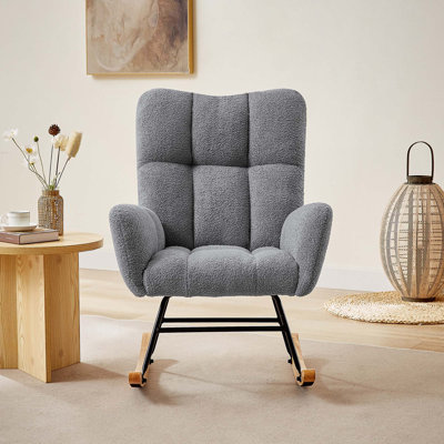 Chaise berçante en tissu Teddy pour chambre de bébé, chambre à coucher, salon et bureau