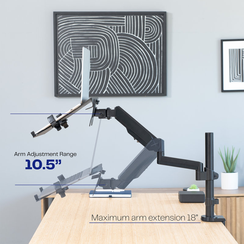 Pneumatic Arm Single Laptop Desk Mount