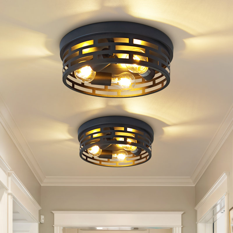 12,6 po Plafonnier encastré noir 3 lumières avec capuchon rotatif Farmhouse (paquet de 2), 3.7" H x 3.7" W x 12.6" D, 3