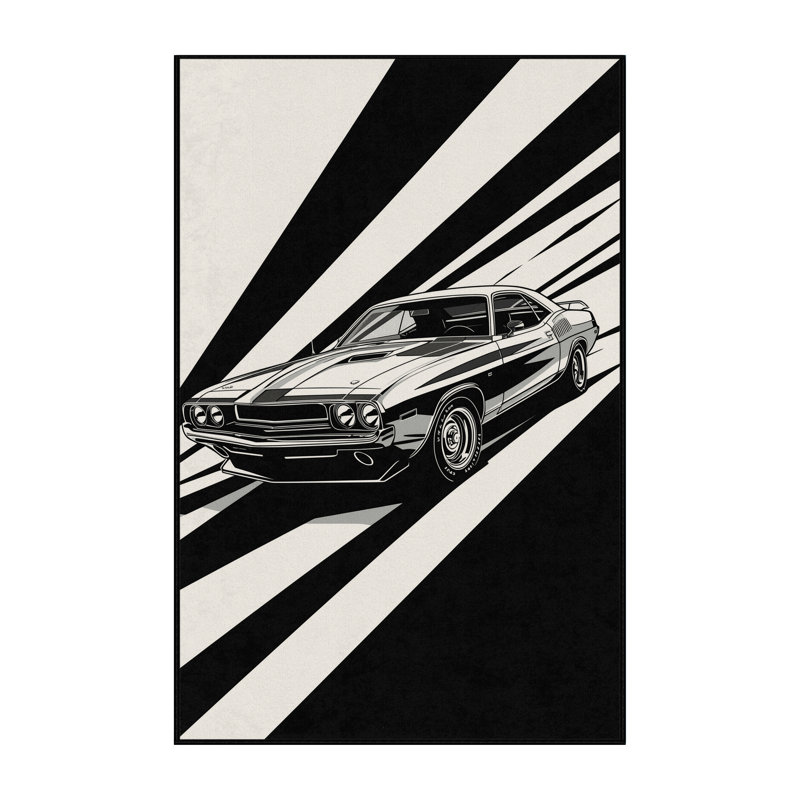 Tapis rétro gris et noir lavable à la machine Daleville, 2 x 4