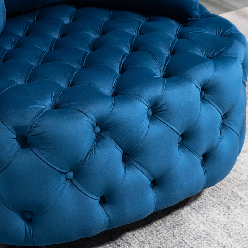 Siège de salon en velours bleu, fauteuil d'appoint moderne avec coussin de siège en mousse, pour rembourrage, Blue