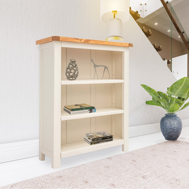 Venice 120cm H Standard Bookcase, White/Light Top, (3 Shelves) 90cm H x 70cm W x 25cm D