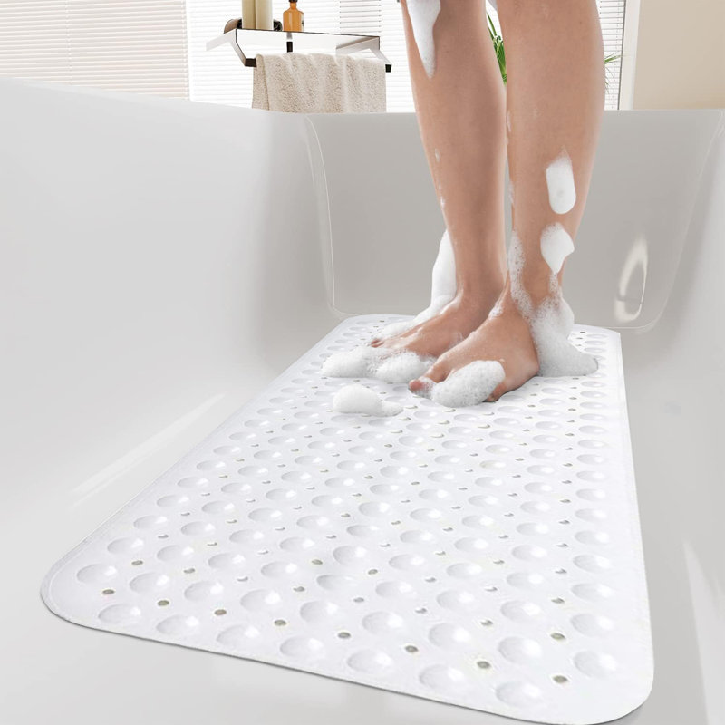 Vinyl Non-Slip Shower Mat,  70cm L x 38cm W, White