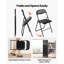 Chaises pliantes portatives en cuir avec coussin rembourré noir
