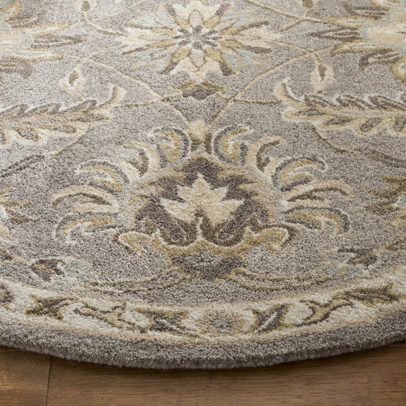Cruz Hand Tufted Viscose Floral Rug, Round 5'