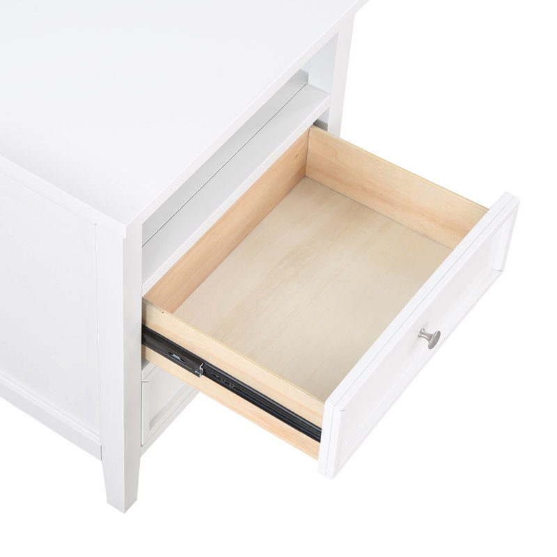 Table de chevet 2 tiroirs, Blanc