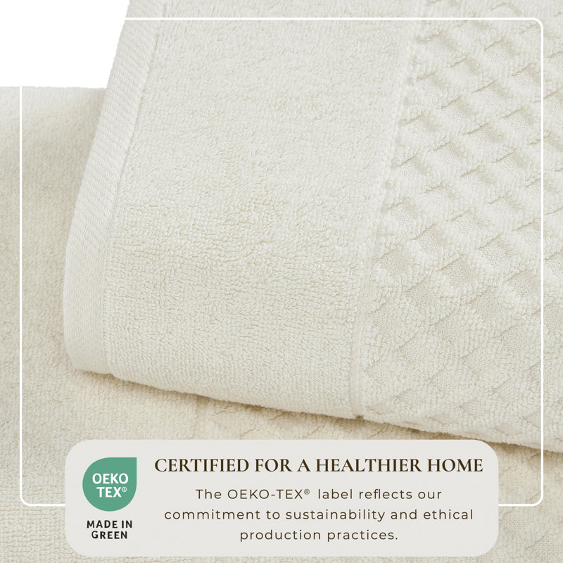 Ivory Cotton Diamond Textured 6-Piece Towel Set