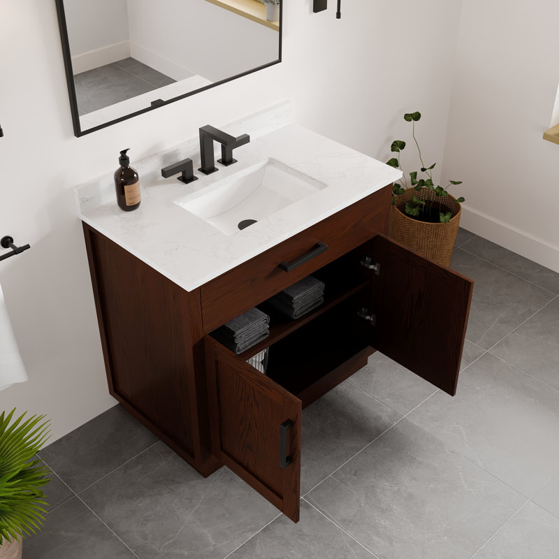 Freestanding Standard With Engineered Stone Top, L 36 po