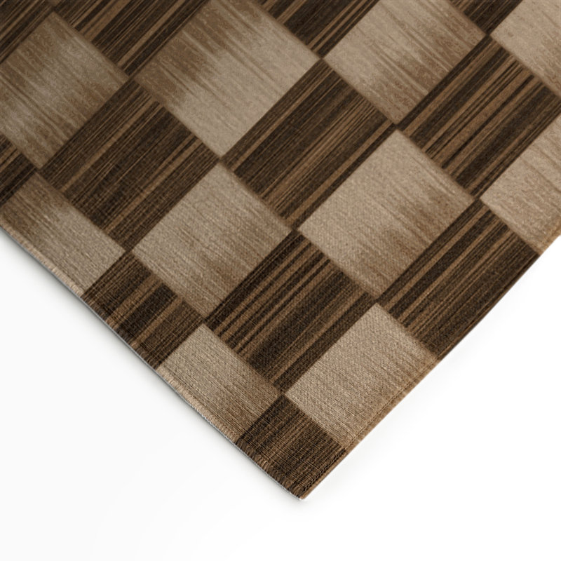 Tapis d'intérieur et d'extérieur à carreaux brun, Rectangle 9 pi x 12 pi