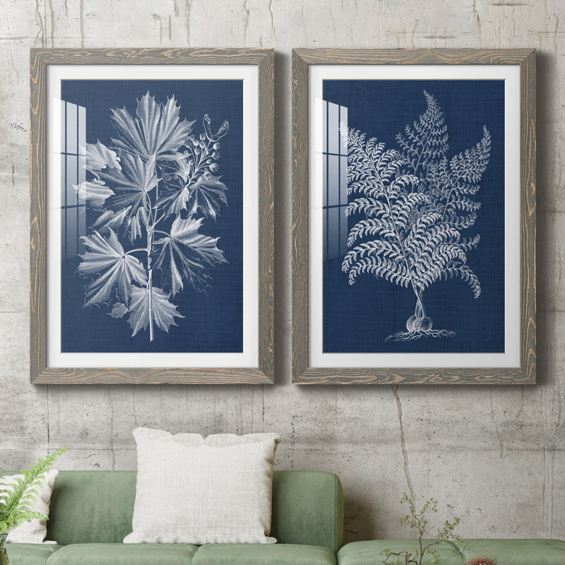 «Foliage Chintz», reproduction encadrée prête à accrocher, H 37,5 po x l 55 po x P 1,5 po, Cadre en papier gris, Blanc