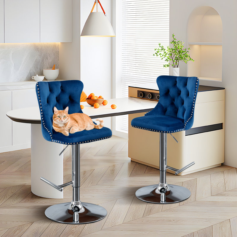 Tabouret pivotant à hauteur réglable Komara, Bleu
