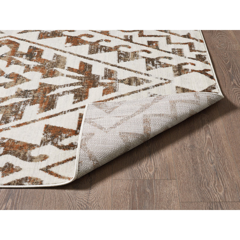 Losoya Geometric Southwestern Area Rug in Brown/Beige/Cream, Runner 2' x 6'