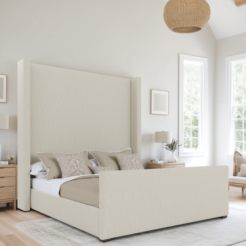 Aylet Luxe Footboard High Bed, Off White, Queen